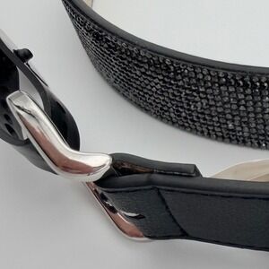 Madden NYC Womens Rhinestone Pant Belt Black Silver Buckle MNYB-071 Size XL New